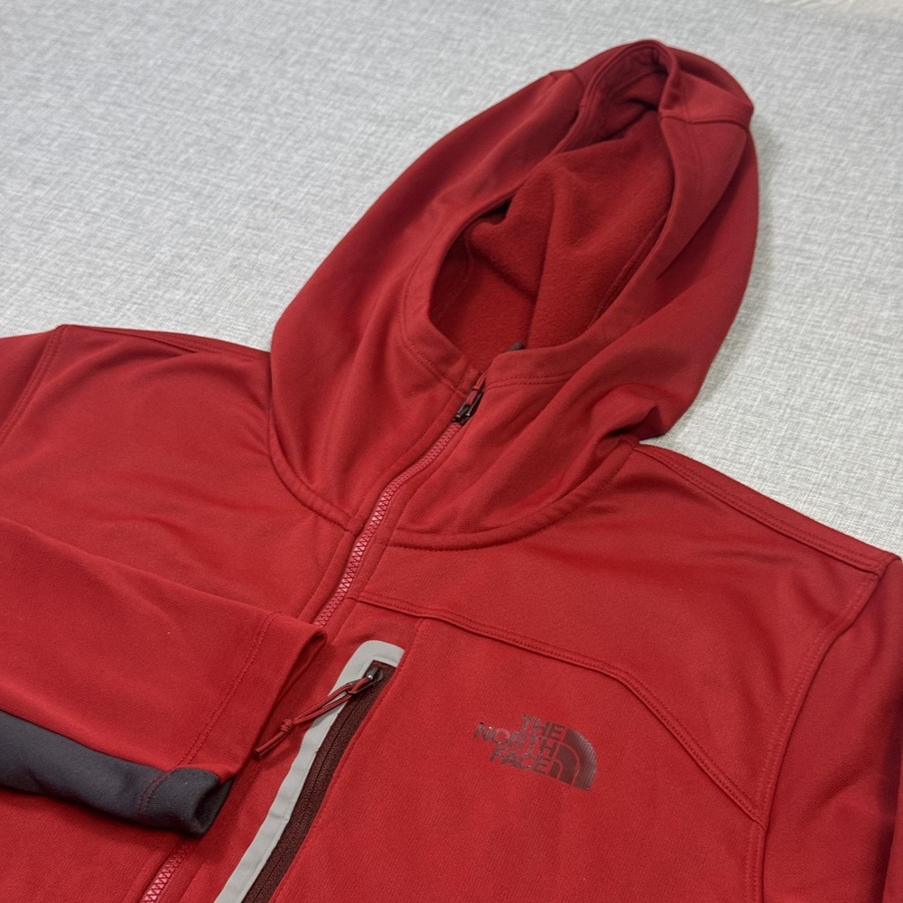 The North Face Hoodie Mens M Red‎ Full Zip Lined Fleece Stretch Performance